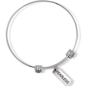 Fearless Courage Confidence Text Saying Fancy Charm Bangle